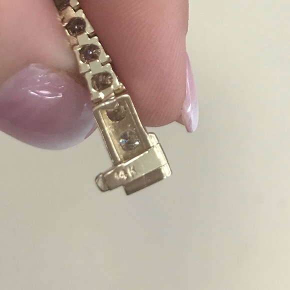 14k yellow gold Champagne diamond bracelet - Picture 5 of 5